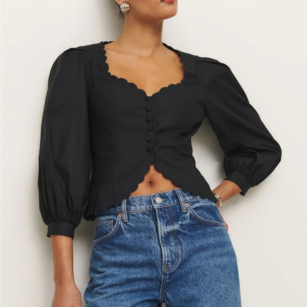 Reformation Elianna Top Black - Size 2